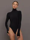 Norma Kamali Long Sleeve Turtle Open Back Bodysuit In Black