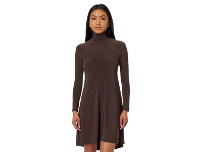 Norma Kamali Long Sleeve Turtle Swing Dress In Burgundy