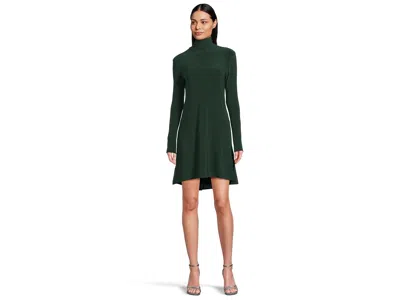 Norma Kamali Long Sleeve Turtle Swing Dress In Green