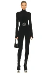 Norma Kamali Long Sleeve Turtleneck Catsuit With Footie In Black