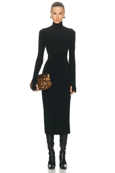 Norma Kamali Long Sleeve Turtleneck Dress In Black