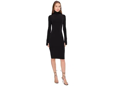 Norma Kamali Long Sleeve Turtleneck Dress To Knee In Black