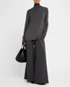 NORMA KAMALI LONG SLEEVE TURTLENECK EASY FIT TOP IN DARK GREY