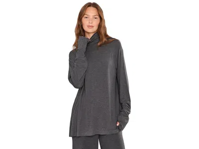 Norma Kamali Long Sleeve Turtleneck Easy Fit Top Women's Clothing Dark Heather Grey: Sm (women's 4) In Gray