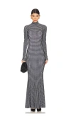 Norma Kamali Long Sleeve Turtle Fishtail Gown In Black,white