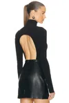 Norma Kamali Long Sleeve Turtleneck Open Back Bodysuit In Black