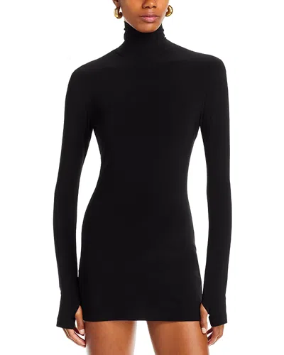Norma Kamali Long Sleeve Turtleneck Pickleball Dress In Black