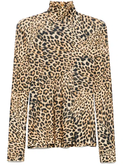 Norma Kamali Long-sleeve Turtleneck Top In Neutrals