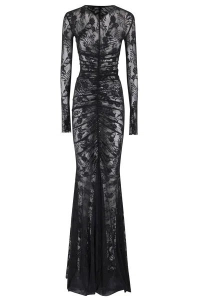 Norma Kamali Long Sleeve V Neck Shirred In Multi