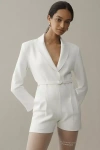 Norma Kamali Long-sleeve V-neck Single-breasted Jumpsuit In White