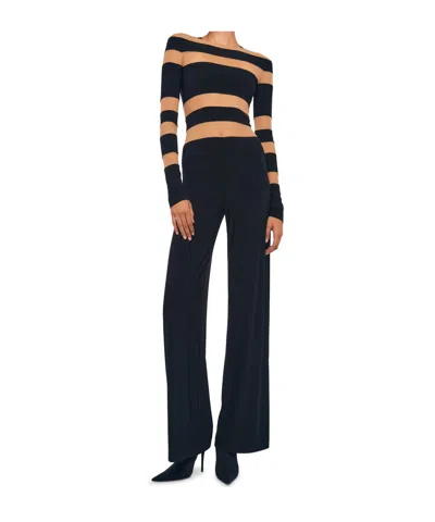 Norma Kamali Black/beige Spliced Straight Leg Jumpsuit