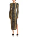 Norma Kamali Brown Slim Fit Long Python Effect Dress In Python