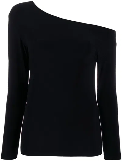 Norma Kamali Long Sleeves Drop Shoulder Top In Black