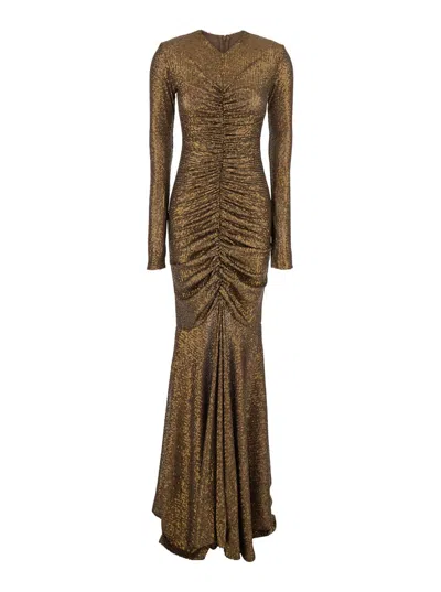 Norma Kamali Shirred Fishtail Gown - Women's - Spandex/elastane/polyester In Gold