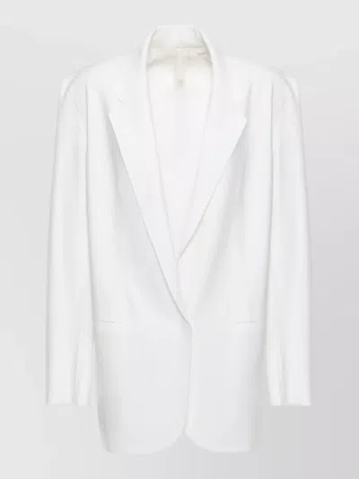 Norma Kamali Longline Single Breasted Blazer Notch Lapel In White