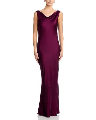 Norma Kamali Low Back Drape Gown In Burgundy