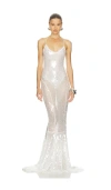 Norma Kamali Low Back Fara Slip Fishtail Gown In White
