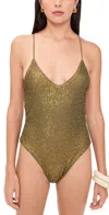Norma Kamali Low Back Slip Mio One Piece Swimsuit In Green