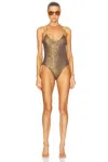 Norma Kamali Low Back Fara Slip One Piece Swimsuit In Bronze