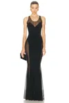 Norma Kamali Low Back Racer Fishtail Gown In Black