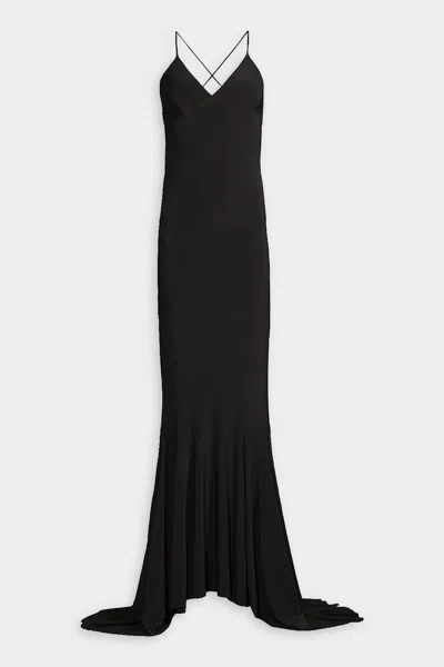 Norma Kamali Low-back Mermaid Fishtail Gown In Black