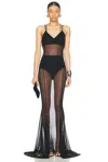 Norma Kamali Low Back Slip Mermaid Fishtail Gown In Black
