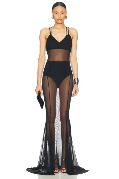 NORMA KAMALI LOW BACK SLIP MERMAID FISHTAIL GOWN