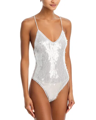 Norma Kamali Low Back Slip Mio One Piece Swimsuit In White