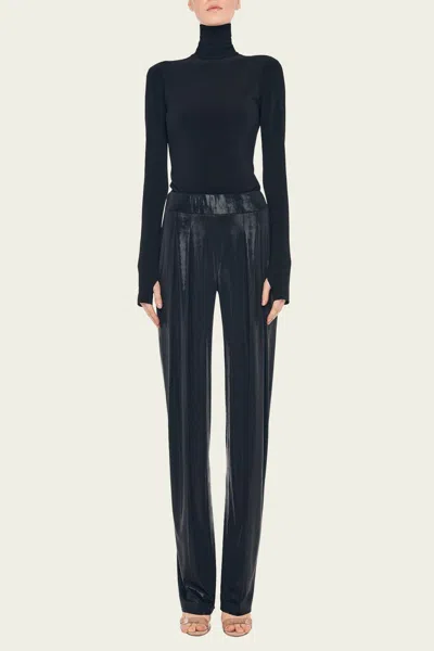 Norma Kamali Low Rise Pleated Trouser In Black