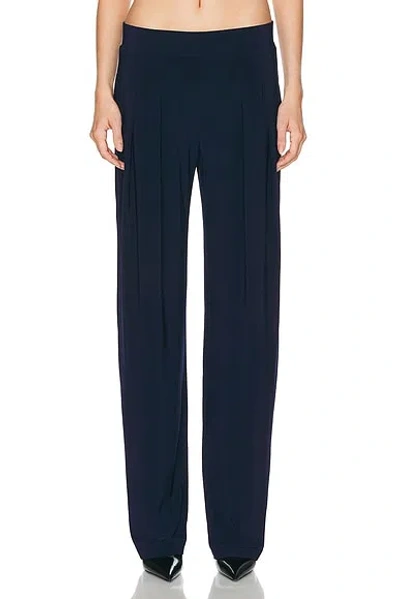 Norma Kamali Low Rise Pleated Trouser In True Navy