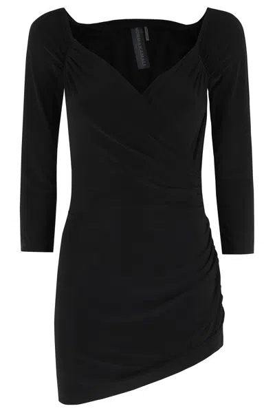 NORMA KAMALI LS OFF SHOULDER SWEETHEART SIDE DRAPE PICKLEBALL DRESS