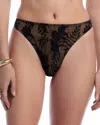 Norma Kamali Luca Floral Lace Bikini Bottoms In Black Strech Lace/nude