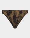 Norma Kamali Luca Floral Lace Bikini Bottoms In Blk Stretch Lc Nude