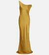 Norma Kamali Maria Asymmetric Crêpe Satin Gown