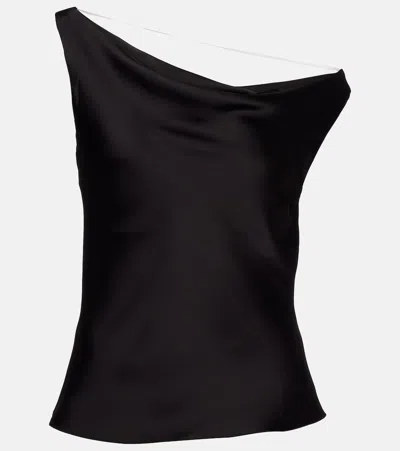 Norma Kamali Maria Satin One-shoulder Top In Black