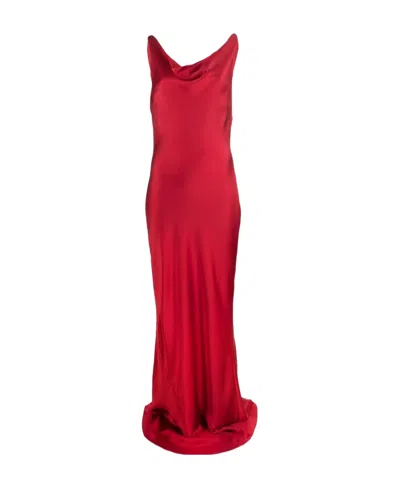 Norma Kamali Maria Satin Gown In Tiger Red