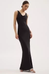 Norma Kamali Maria Cowl-neck Satin Maxi Dress In Black