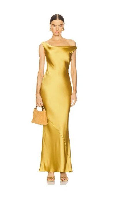 Norma Kamali Maria Drop Shoulder Gown In Gold