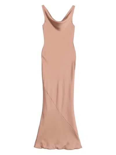 Norma Kamali Brown Maria Gown In Neutral