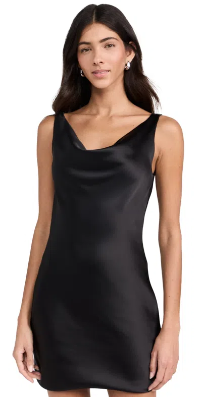 Norma Kamali Maria Cowl-neck Satin Mini Dress In Black