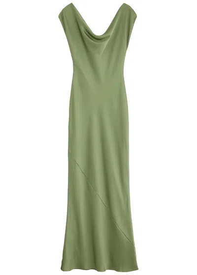 Norma Kamali Maria Satin Maxi Dress In Mid Green