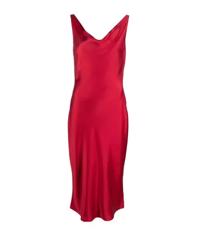 Norma Kamali Maria Satin Midi Dress In Red