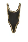 Norma Kamali Marissa Gold Stud One Piece Black In Black