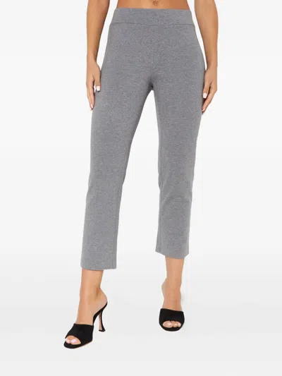 Norma Kamali Mélange-effect Cropped Trousers In Gray