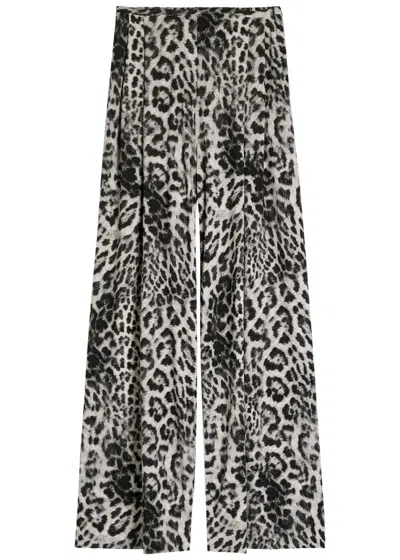 Norma Kamali Mens Pleat Leopard-print Stretch-jersey Trousers In Gray