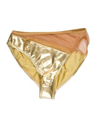 Pre-owned Norma Kamali Mesh Accents Bottoms In Gold