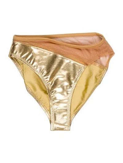 Pre-owned Norma Kamali Mesh Accents Bottoms In Gold