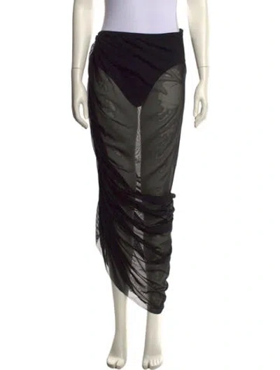 Pre-owned Norma Kamali Mesh Accents Long Skirt In Black