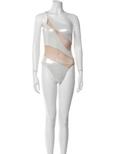 Pre-owned Norma Kamali Mesh Accents One-piece In Silver