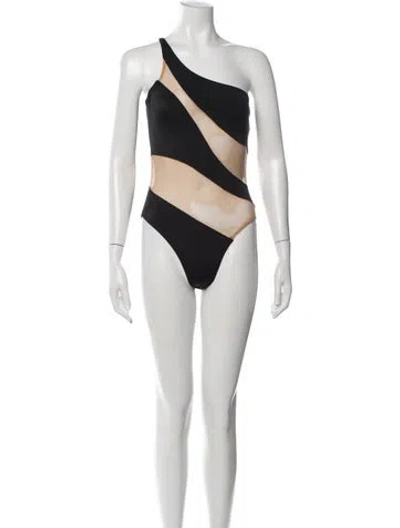 Pre-owned Norma Kamali Mesh Accents One-piece W/ Tags In Black